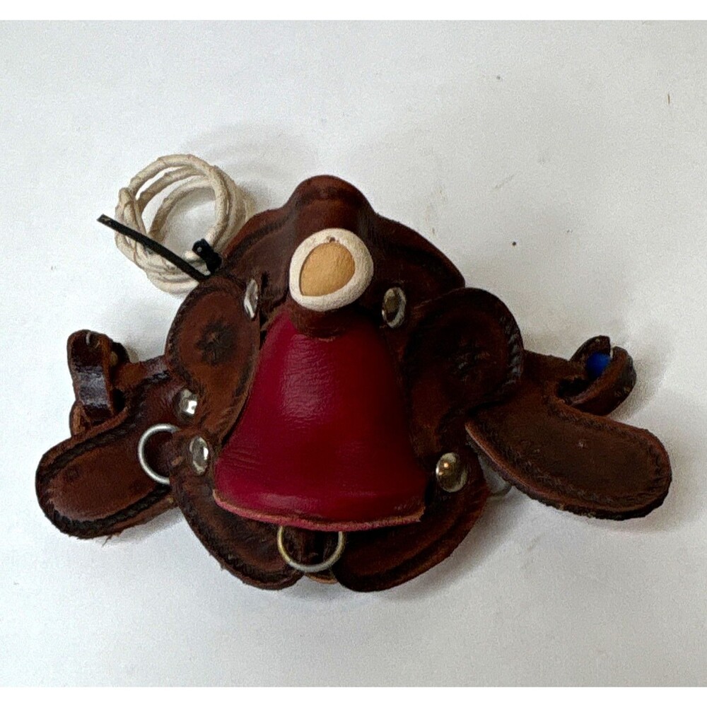 Vintage Miniature Western Leather Saddle Tack Set Red Seat Dollhouse 1:12 Horse